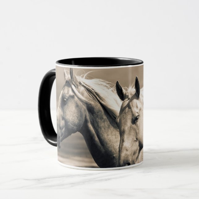 Viertelpferde auf der kanadischen Prärie Tasse (Vorderseite Links)