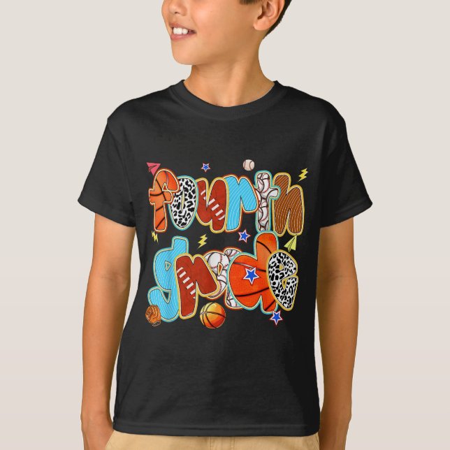 Vierter Baseball Basketball-Fußball-Sport B T-Shirt (Vorderseite)