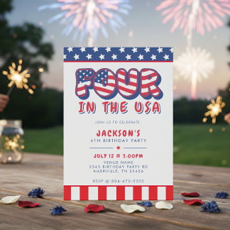 Vierter Geburtstag patriotische USA-Flagge 4. Juli Einladung