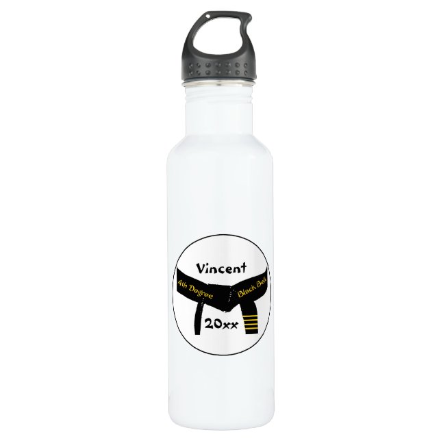Vierter Grad schwarzer Gürtel Edelstahlflasche (Vorderseite)