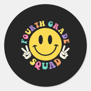 Vierter Grade Squad Byck zur Schule 4th Grade Teac Runder Aufkleber