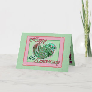 Vierter Jahrestag der Hochzeit Fern Fresh Heart Karte
