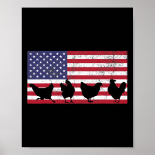 Vierter Juli 4. Hühner-Henne-Farm Amerikanische Fl Poster