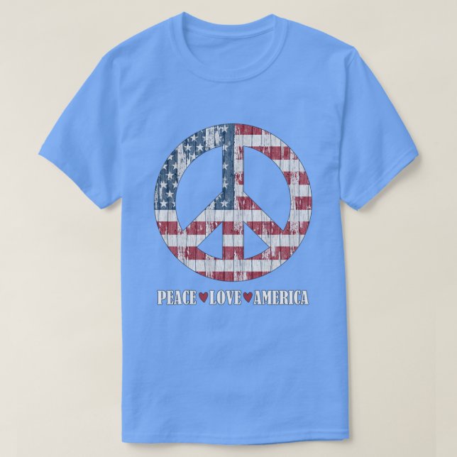 Vierter Juli American Flag Peace TShirt (Design vorne)