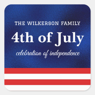 Vierter Juli Amerikanische Flagge auf blauem Folie Quadratischer Aufkleber