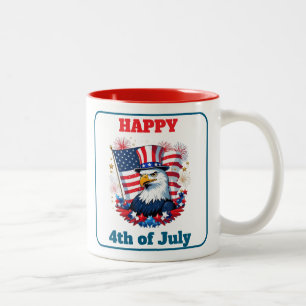 Vierter Juli Amerikanische Flagge Feuerwerk-Trends Zweifarbige Tasse