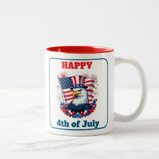 Vierter Juli Amerikanische Flagge Feuerwerk-Trends Zweifarbige Tasse