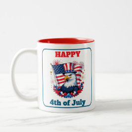 Vierter Juli Amerikanische Flagge Feuerwerk-Trends Zweifarbige Tasse