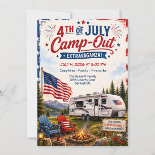Vierter-Juli-Campingausflug - Patriotisches RV-Cam Einladung