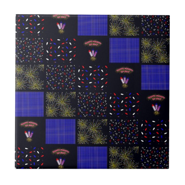 Vierter Juli-Patchwork-Muster - 4. Juli Fliese (Vorderseite)