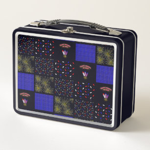 Vierter Juli-Patchwork-Muster - 4. Juli Metall Brotdose