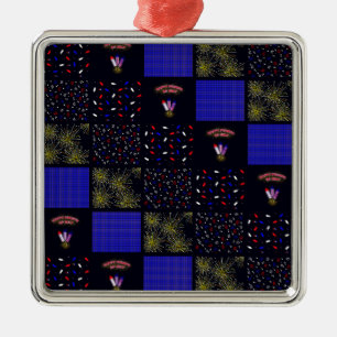 Vierter Juli-Patchwork-Muster - 4. Juli Ornament Aus Metall
