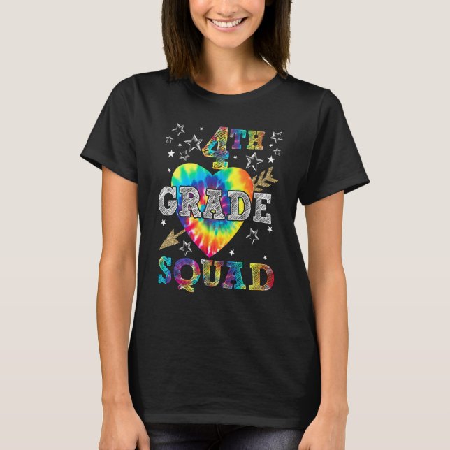 Vierter Platz Gefärbte Krawatte zurück zum Schulle T-Shirt (Vorderseite)