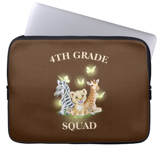 Vierter Platz Neon Wilder Zoo Zurück zur Schule Laptopschutzhülle (Vorderseite)