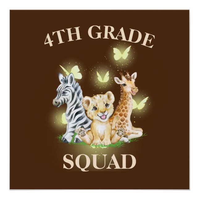 Vierter Platz Neon Wilder Zoo Zurück zur Schule Poster (Vorderseite)