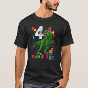 Vierter Rex 4. Geburtstag Vierter Dinosaurier 4 Ja T-Shirt