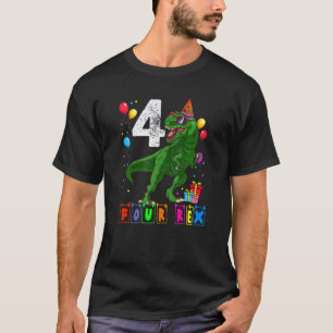 Vierter Rex 4. Geburtstag Vierter Dinosaurier 4 Ja T-Shirt