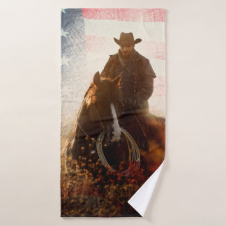 Viertes Cowboyporträt vom Juli Badehandtuch