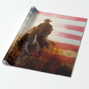 Viertes Cowboyporträt vom Juli Geschenkpapier