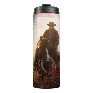 Viertes Cowboyporträt vom Juli Thermosbecher