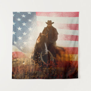 Viertes Cowboyporträt vom Juli Wandteppich