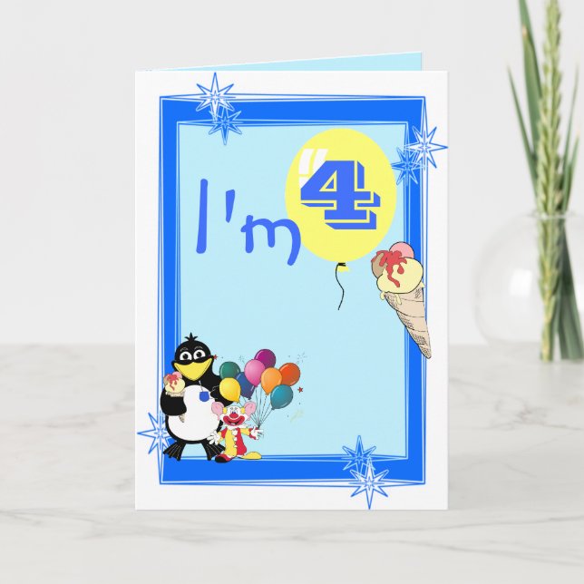 Viertes Geburtstag Karte (Vorderseite)