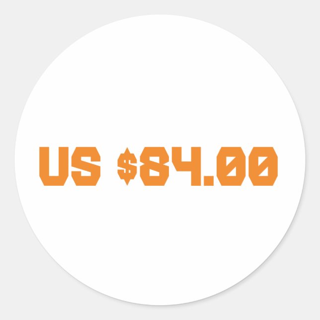 vierundachtzig Dollar Runder Aufkleber (Vorderseite)