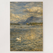 Vierwaldstättersee Schweiz Schwan & Alpen Art Puzz