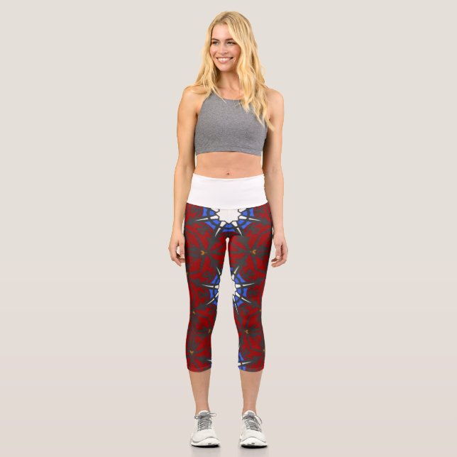 Vierzehn Kaleidoskop-Kunst Capri Leggings (Vorderseite)