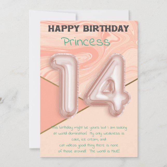 Vierzehnjährige Mädchen Happy Birthday Card (Vorderseite)