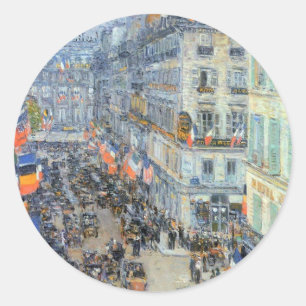 Vierzehnter Juli, Rue Daunou von Childe Hassam Runder Aufkleber