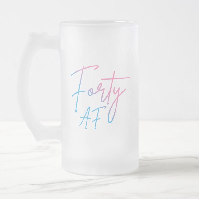 Vierzig AF II - Geburtstagsgeschenk Mattglas Bierglas (Links)
