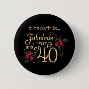 Vierzig Fabelhafte Goldene Schwarze Rote Rosen Geb Button