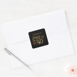 Vierzig Fabelhafte Goldene Schwarze Rote Rosen Geb Quadratischer Aufkleber