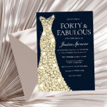 Vierzig & Fabulous!! Gold Dress Gown 40. Geburtsta Einladung<br><div class="desc">Vierzig & Fabulous!! Goldkleid Gown 40. Geburtstag Einladung Variationen zur Einladung und passende Artikel in unserem Shop</div>