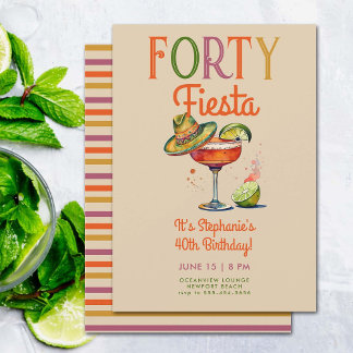 Vierzig Fiesta farbenfrohe Margarita 40. Geburtsta Einladung