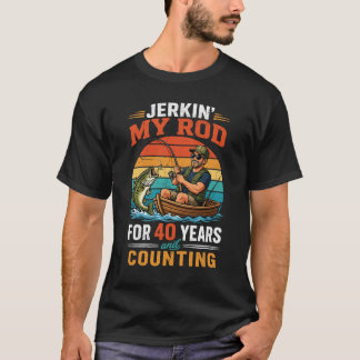 Vierzig Jahre Angelruten-Abenteuer und Zählen T-Shirt