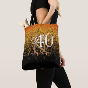 Vierzig und fabelhafter Black Gold Glitzer Tasche