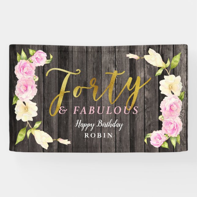 Vierzig und fabelhafter rustikaler Blumen40. Banner (Horizontal)