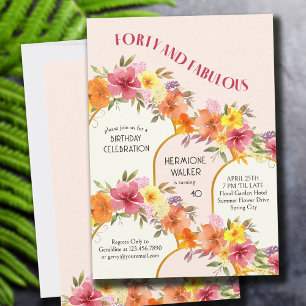 Vierzig und fantastisch floraler goldener Bogen 40 Einladung