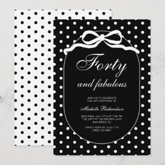 Vierzig und Fantastisch Polka Dot 40. Geburtstagsf Einladung