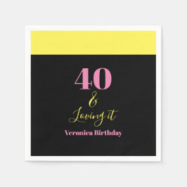 Vierzig und liebend es 40. Geburtstag Gelb Schwarz Serviette