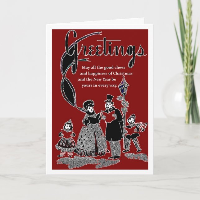 Vierzigerjahre Art-Weihnachtskarten-Gruß Feiertagskarte (Vorderseite)