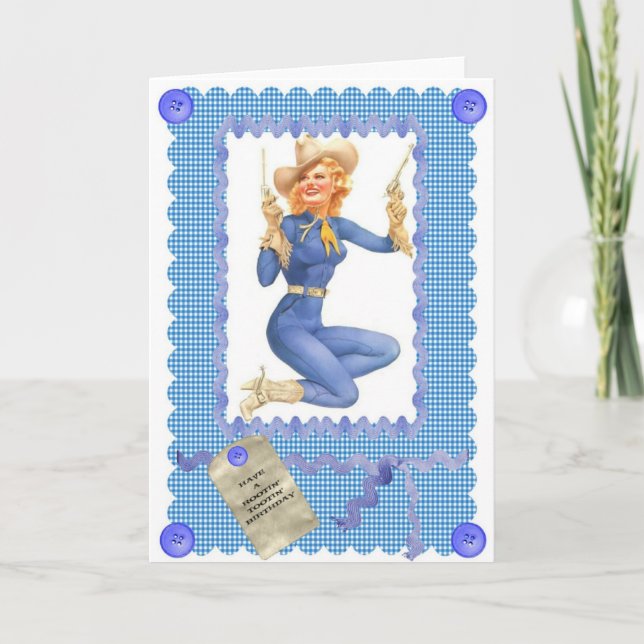 Vierzigerjahre COWGIRLpinup-GRUSS-KARTE Karte (Vorderseite)