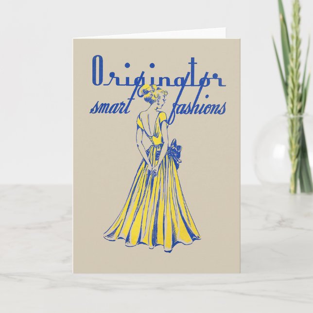 Vierzigerjahre Mode-Illustrations-Gruß-oder Karte (Vorderseite)