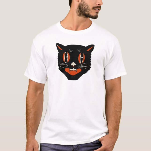Vierzigerjahre schwarze Katzen-Entwurf T-Shirt (Vorderseite)