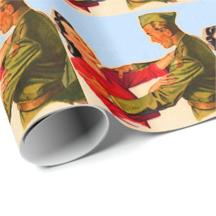 Vierzigerjahre WWII Zuhause vom Krieg Geschenkpapier
