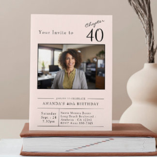 Vierziges Blush Pink 40. Geburtstag Party Foto Einladung