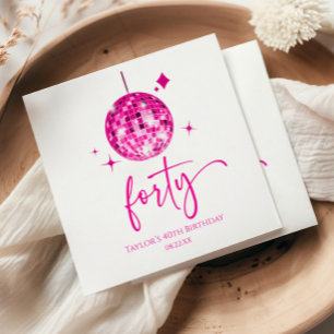 Vierziges Pink Disco Ball 40. Geburtstag Party Serviette