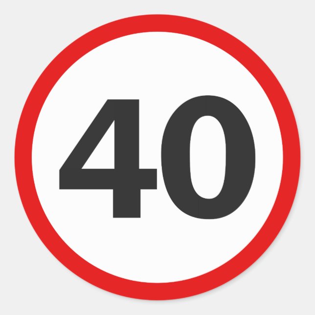 vierziges Road Sign Runder Aufkleber (Vorderseite)